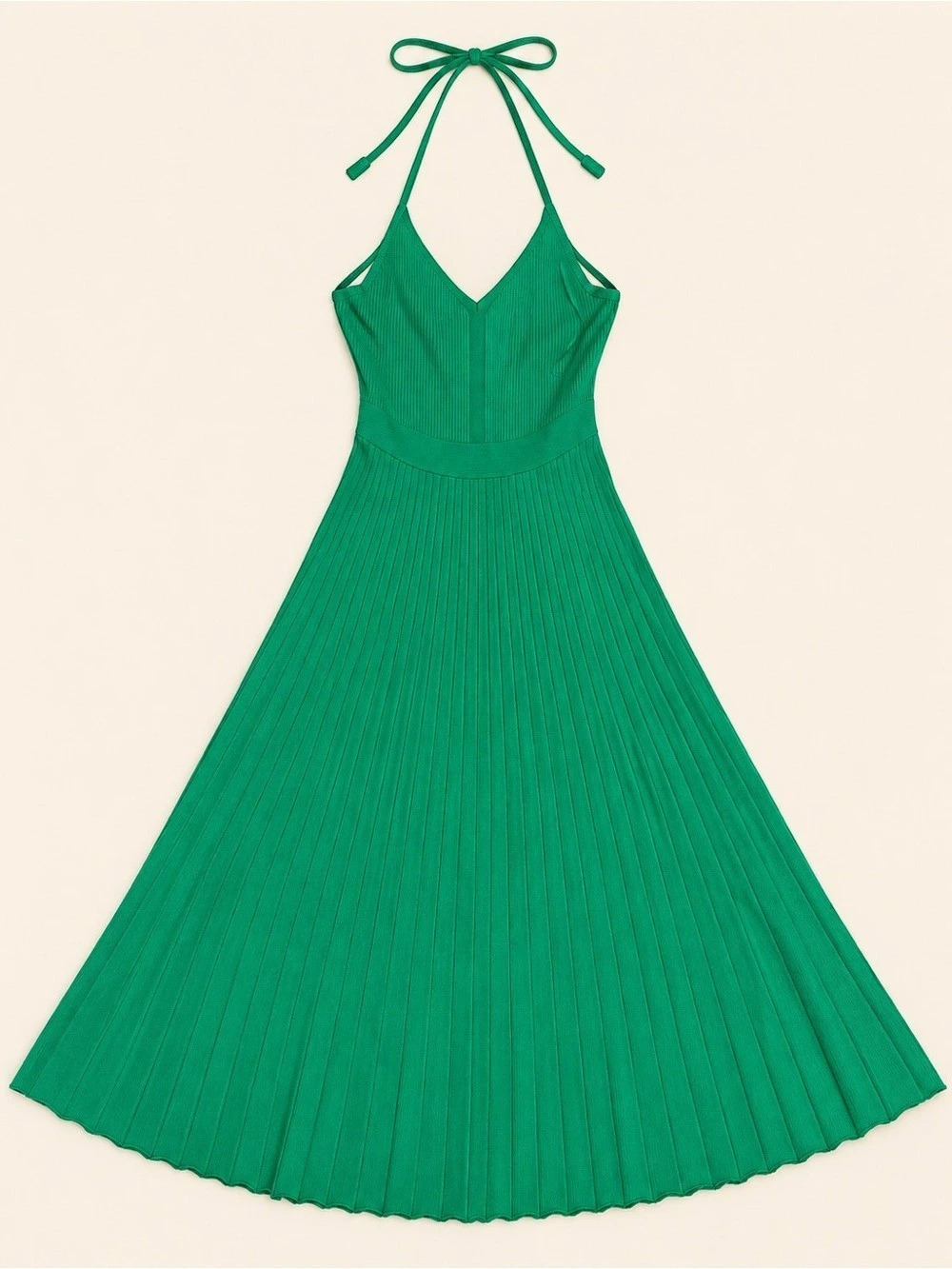 a new day Halter Pleated Sweater Midi Dress Green Size Large